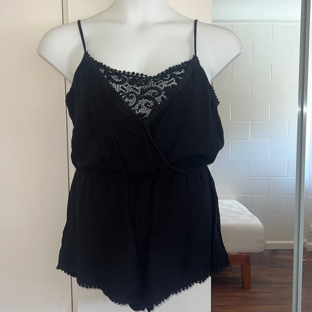 Ambiance black lace romper